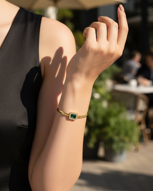 Emerald Snake Chain Bracelet