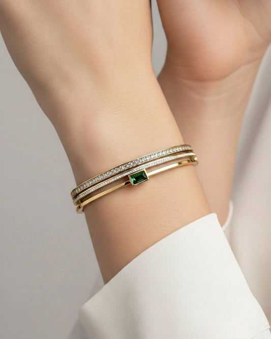 Green Rhinestone Bangle