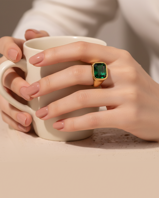 Green Big Stone Ring
