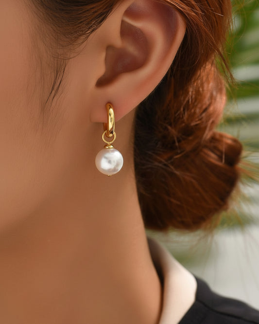 Pearl Round Drop Earrings