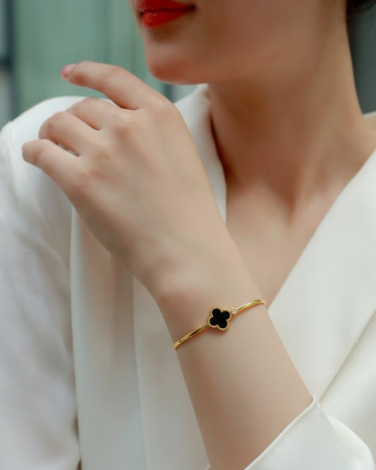 Stainless Steel Clover Bangle