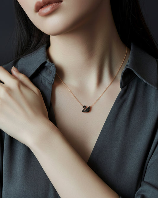 Black Single Swan Neclace