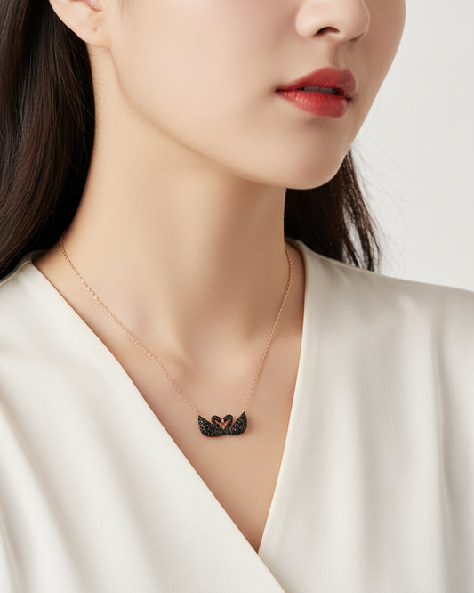 Silver Double Swan Necklace