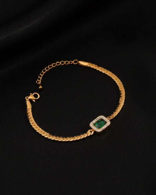 Emerald Snake Chain Bracelet