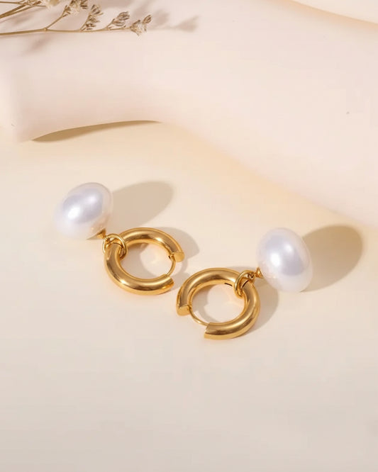 Pearl Round Drop Earrings