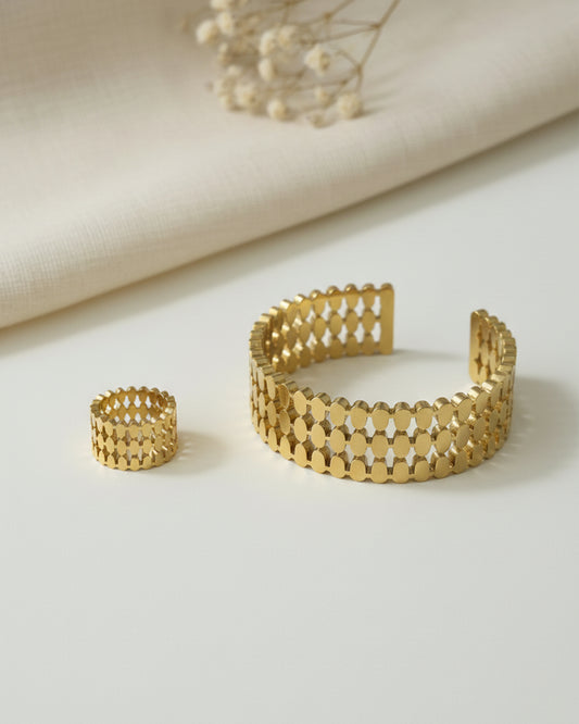 طقم سوار وخاتم من شي إن (خاتم قابل للتعديل)