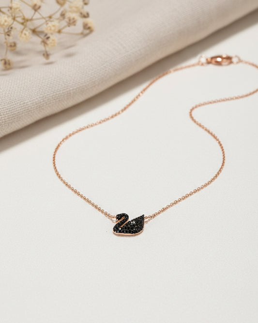 Black Single Swan Neclace